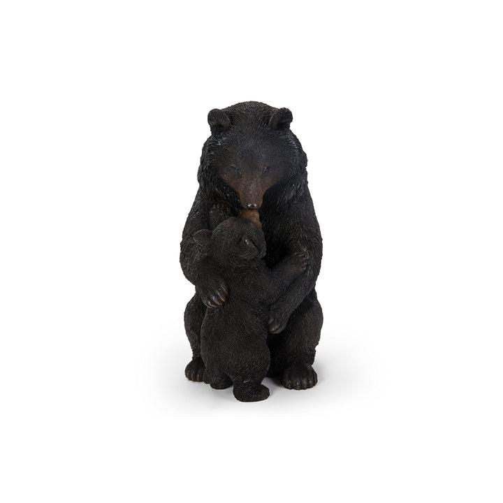 Cuddling Mother and Baby Bear Garden Statue Black Polyresin - Diamond Home USA
