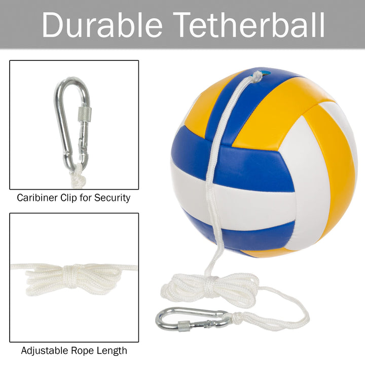 Hey! Play! Portable Tetherball Complete Outdoor Game Set with Base Ball Pump - Diamond Home USA