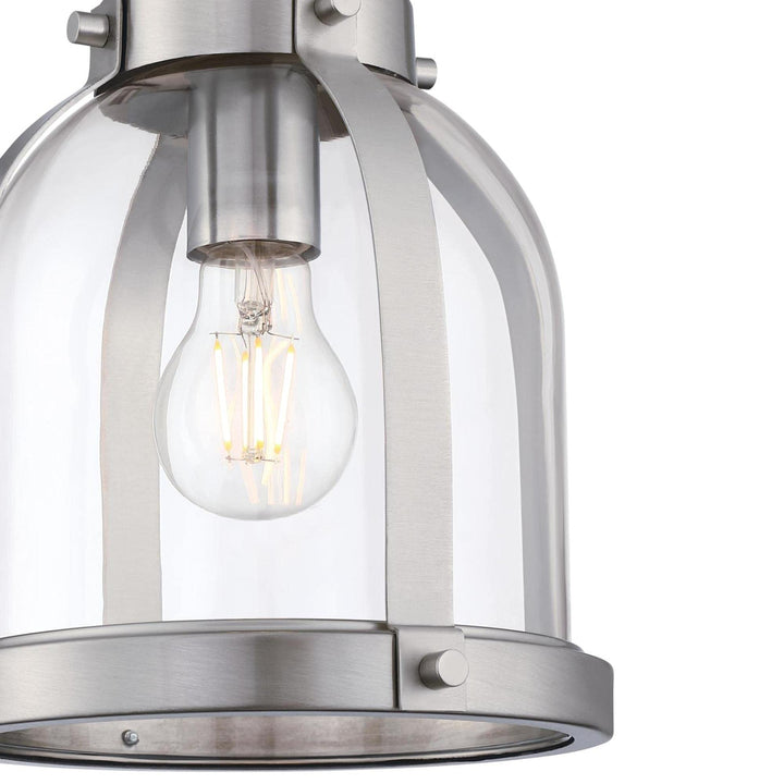 Westinghouse 6117800 Cindy Vintage-Style One-Light Indoor Mini Pendant Light Brushed Nickel - Diamond Home USA
