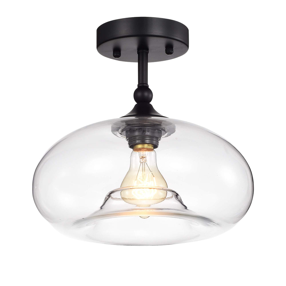 Warehouse of Tiffany HM005/1 Masix 1-Light Semi-Flush Mount Lamp with Donut Matte Black - Diamond Home USA