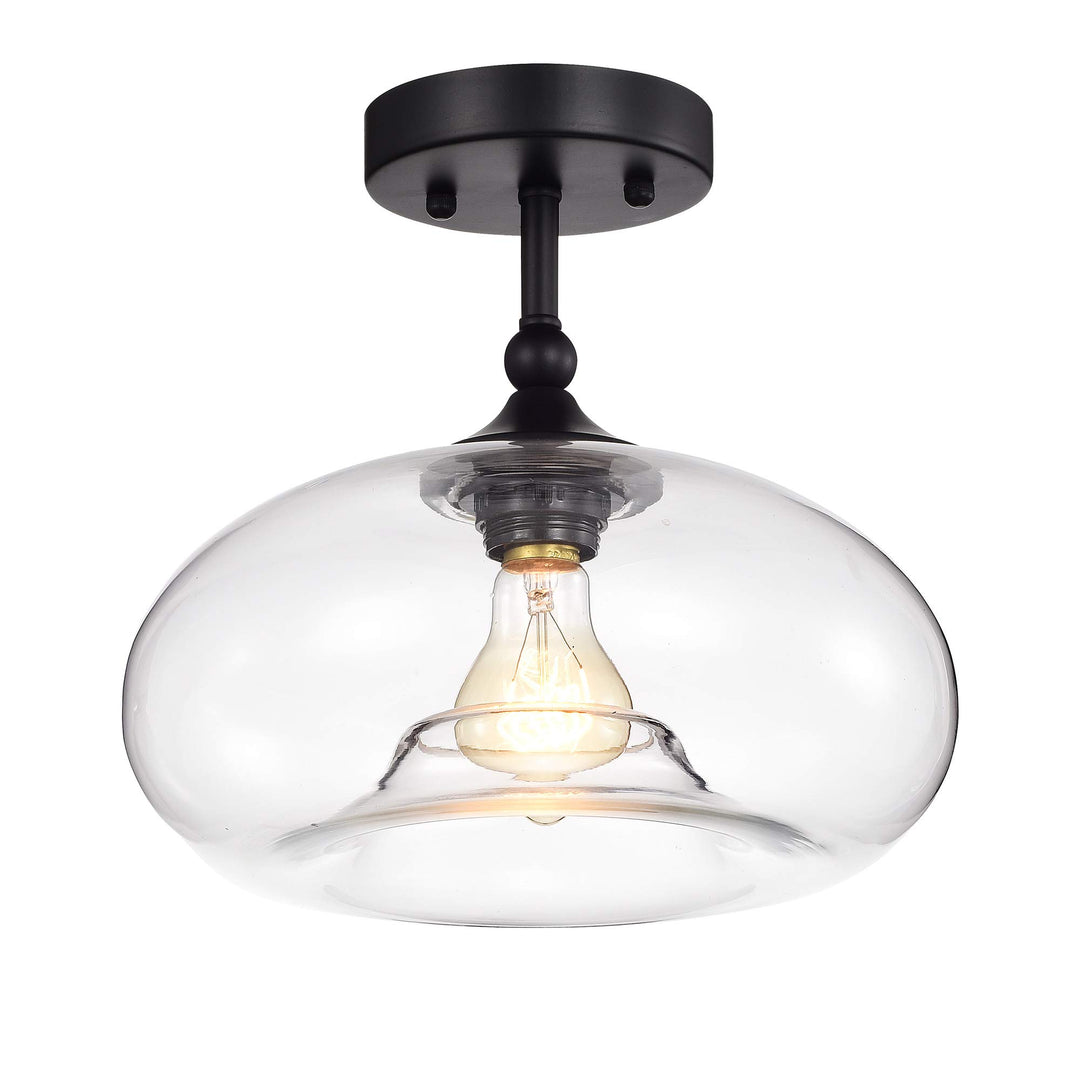 Warehouse of Tiffany HM005/1 Masix 1-Light Semi-Flush Mount Lamp with Donut Matte Black - Diamond Home USA