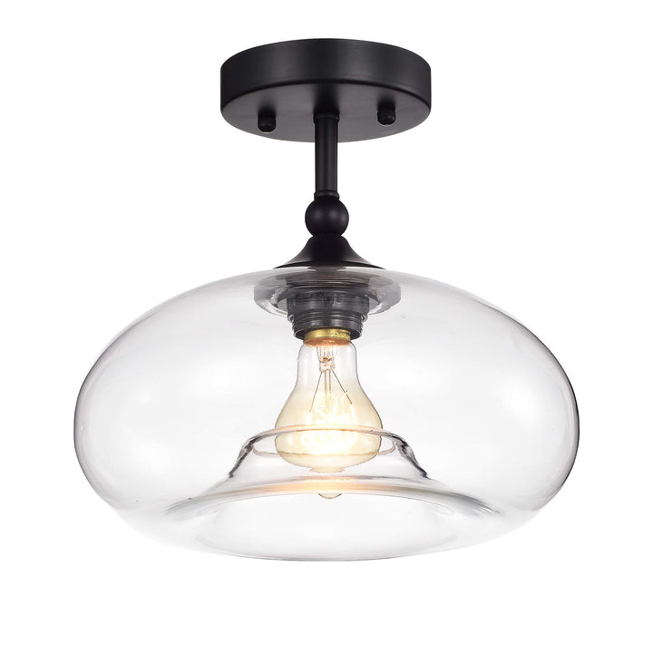 Warehouse of Tiffany HM005/1 Masix 1-Light Semi-Flush Mount Lamp with Donut Matte Black - Diamond Home USA