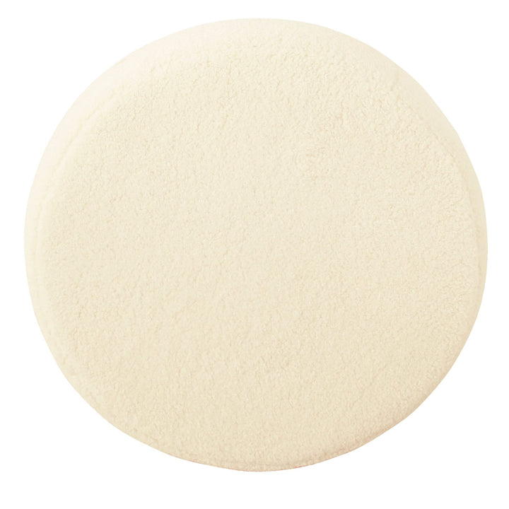 Round Metal Ottoman Cream Sheepskin Solid Transitional Acrylic Ivory - Diamond Home USA