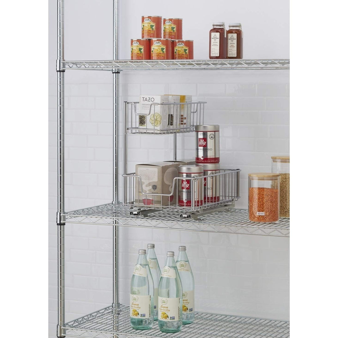 Sliding Undersink Organizer Silver Stainless Steel - Diamond Home USA