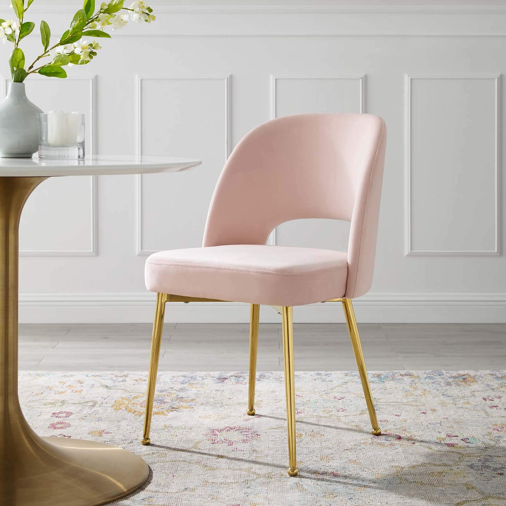 Modway Rouse Mid-Century Modern Performance Velvet Dining Side Chair in Pink - Diamond Home USA