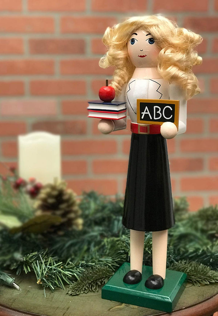 Santa's Workshop - 70074 Teacher Nutcracker 14" Tall White/Black/Red/Green - Diamond Home USA