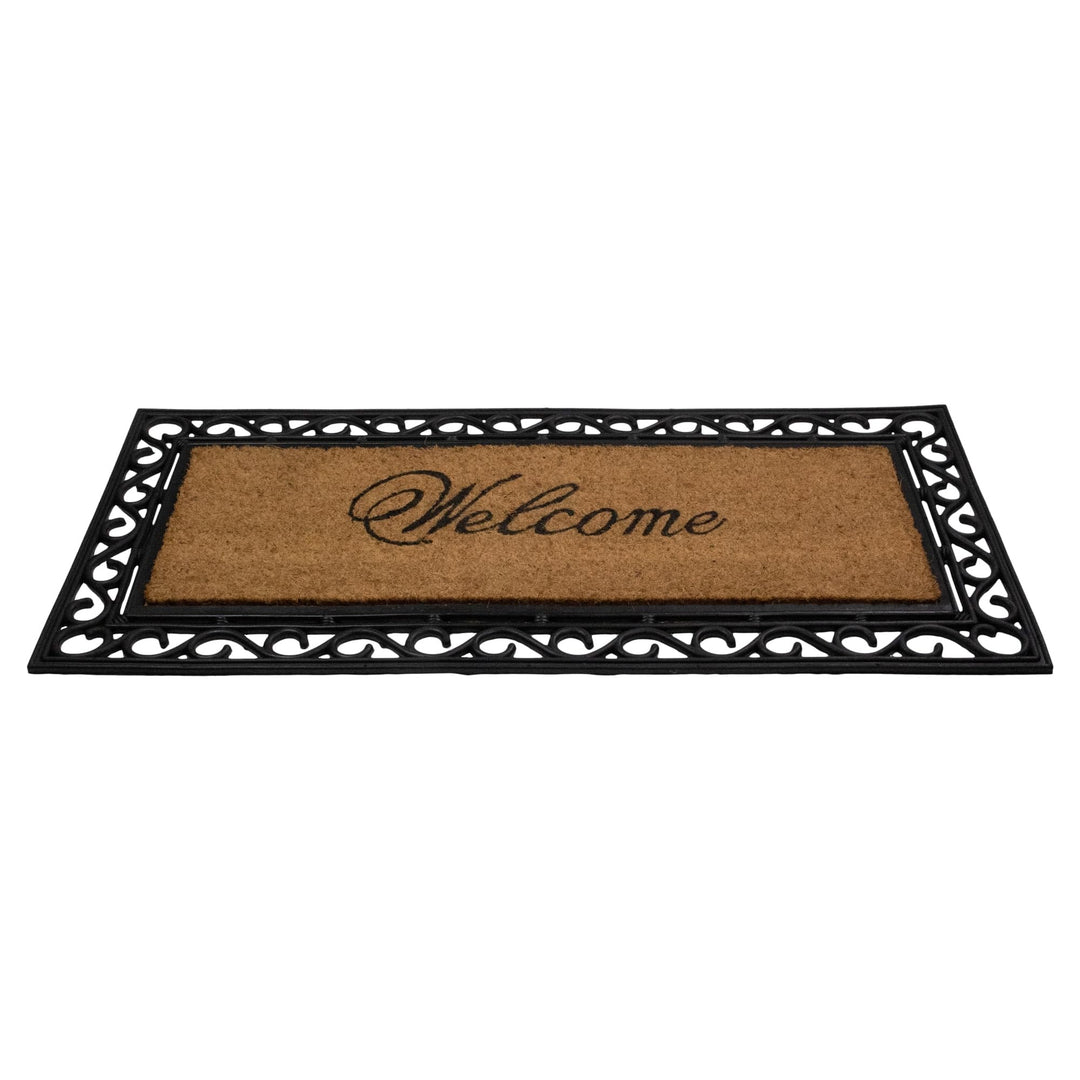Black and Natural Coir ctangular Welcome Doormat 22" X 48" 48 Brown Classic - Diamond Home USA