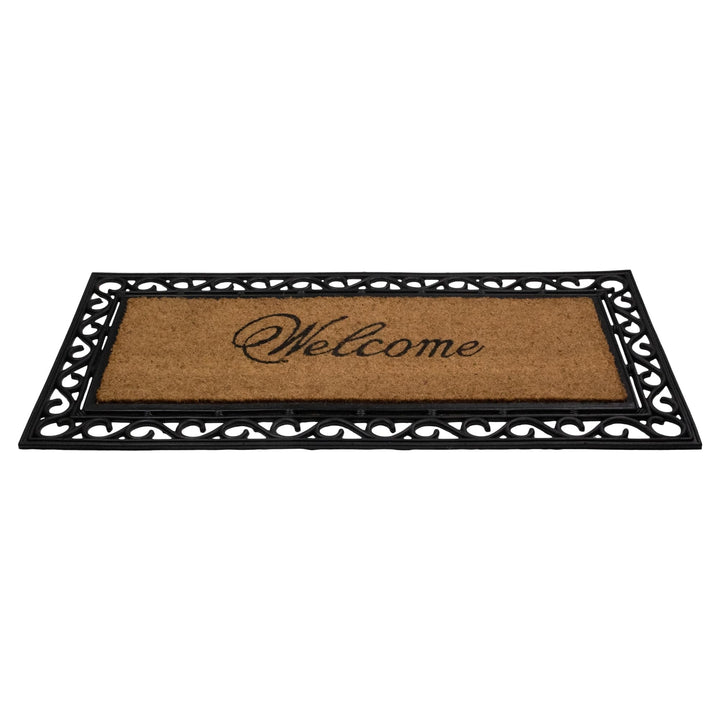 Black and Natural Coir ctangular Welcome Doormat 22" X 48" 48 Brown Classic - Diamond Home USA