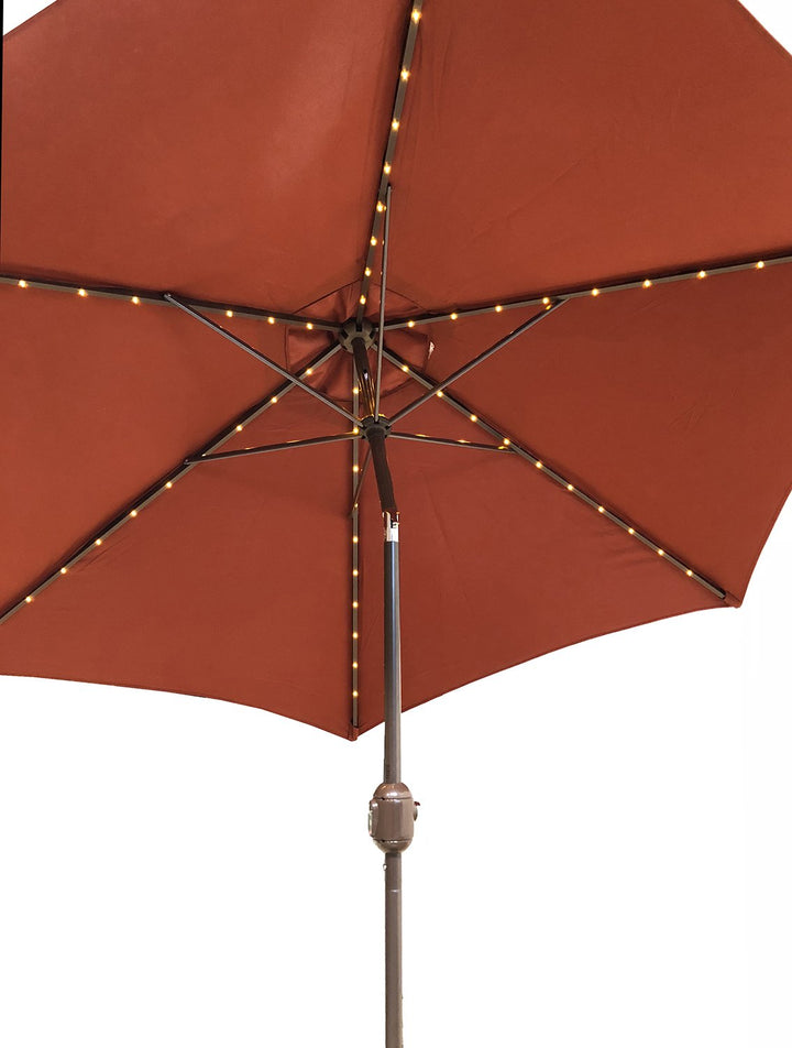 Tropishade Tropilight LED Lighted 9 ft Bronze Aluminum Market Umbrella with Rust - Diamond Home USA