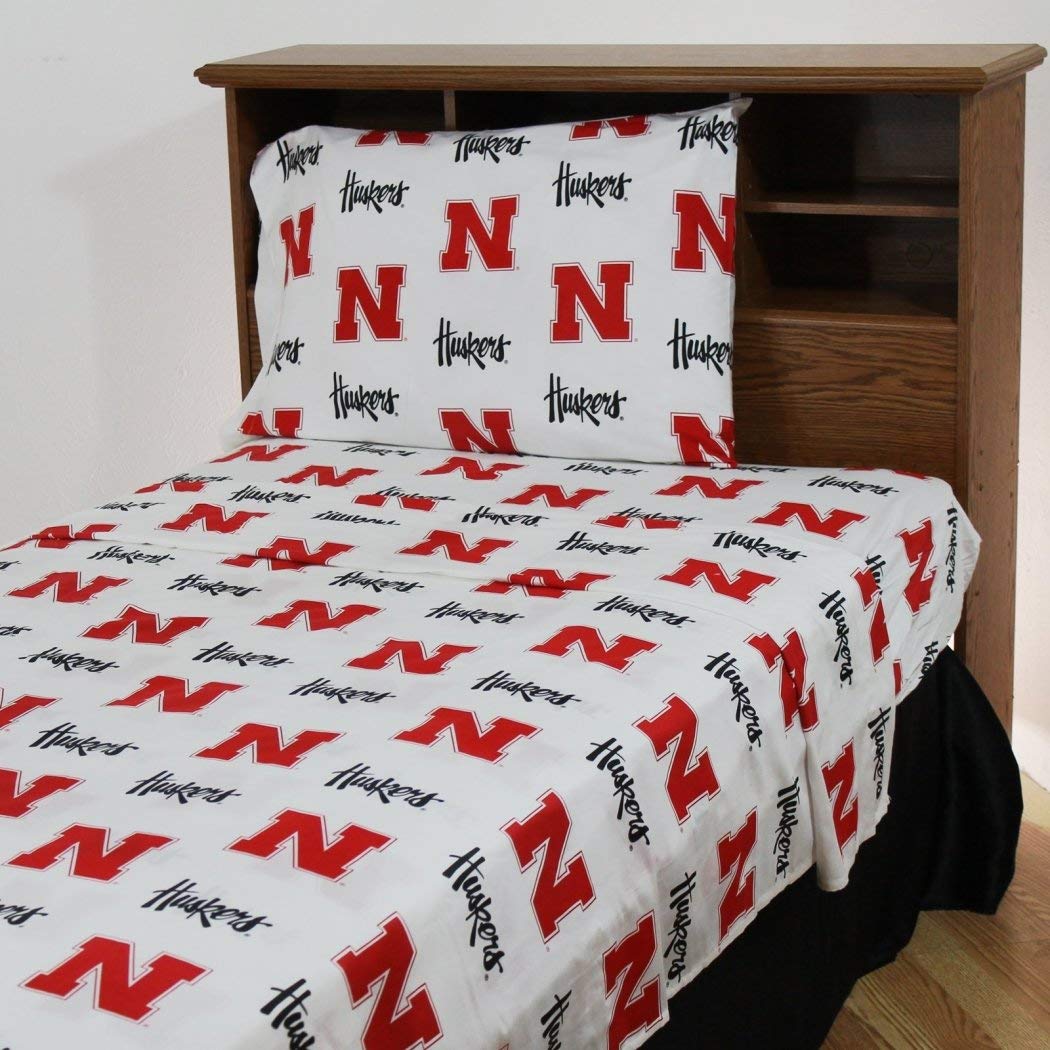 N-A 4 Piece NCAA Cornhuskers Sheet Set Full Sized White Multi Collegiate White - Full