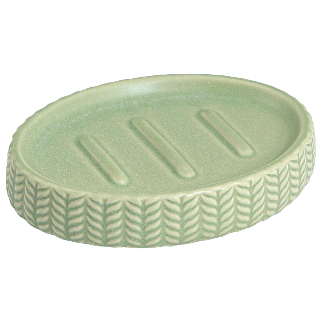 Ceramic Soap Dish Green Textured Cottage