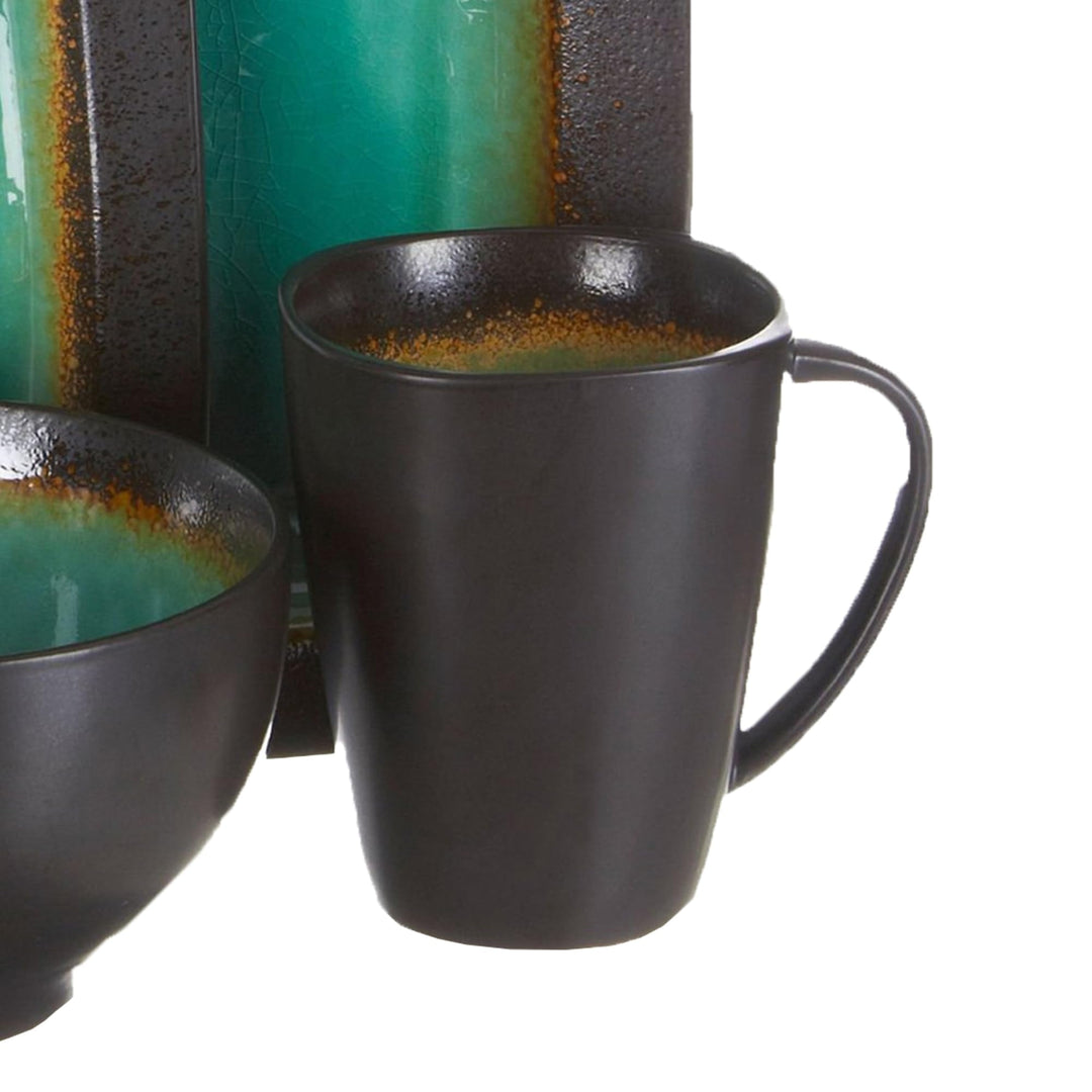 Gibson Reactive Stoneware Ocean Paradise 16 Piece Dinnerware Set Jade 91785.16 - Diamond Home USA