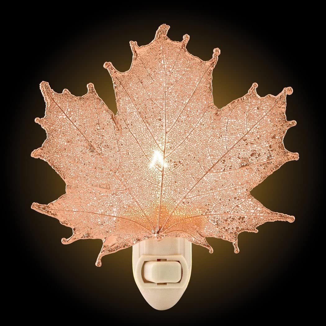 Rose Gold Dipped Real Sugar Maple Leaf Nightlight Handmade - Diamond Home USA