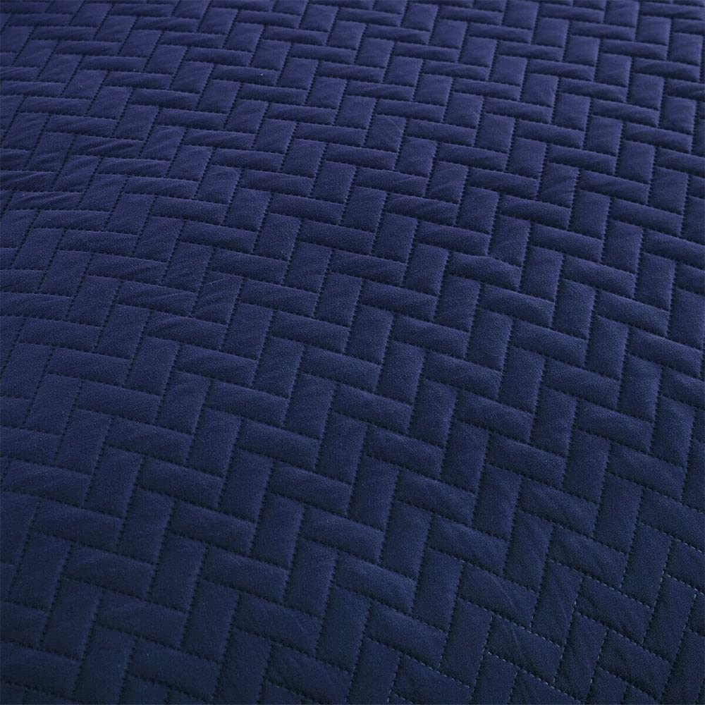 Embossed Reversible Bedspread Coverlet Queen Navy Blue Solid Color Modern - Diamond Home USA
