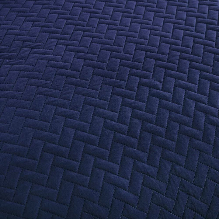 Embossed Reversible Bedspread Coverlet Queen Navy Blue Solid Color Modern - Diamond Home USA