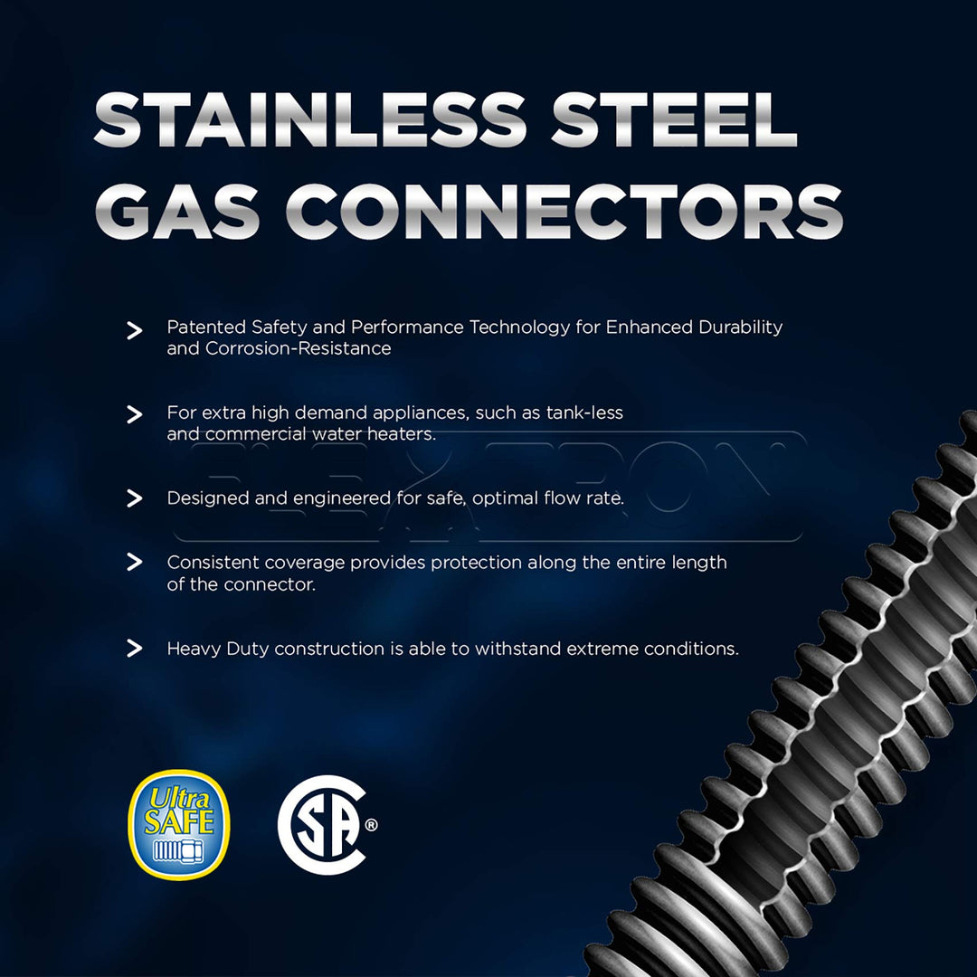Highcraft GUHD-TT38-60D Gas Line Hose 1/2'' O.D. x 60'' Length with 0.5 in. - Diamond Home USA