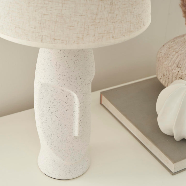 Nourison 21" Off-White Abstract Face Ceramic Table Lamp for Bedroom Living - Diamond Home USA