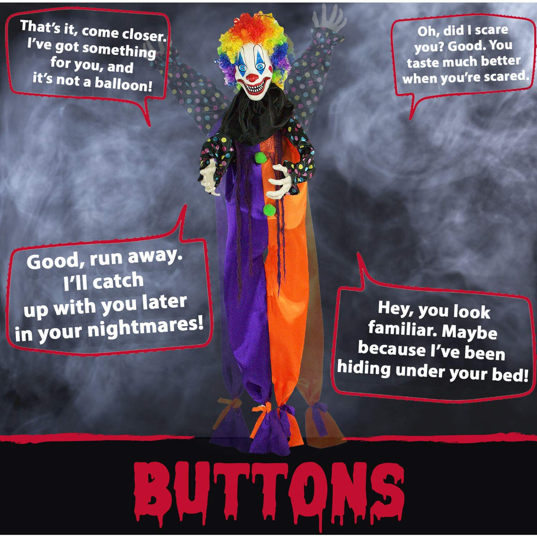 Haunted Hill Farm 67" Standing Clown Halloween Animatronic - Diamond Home USA