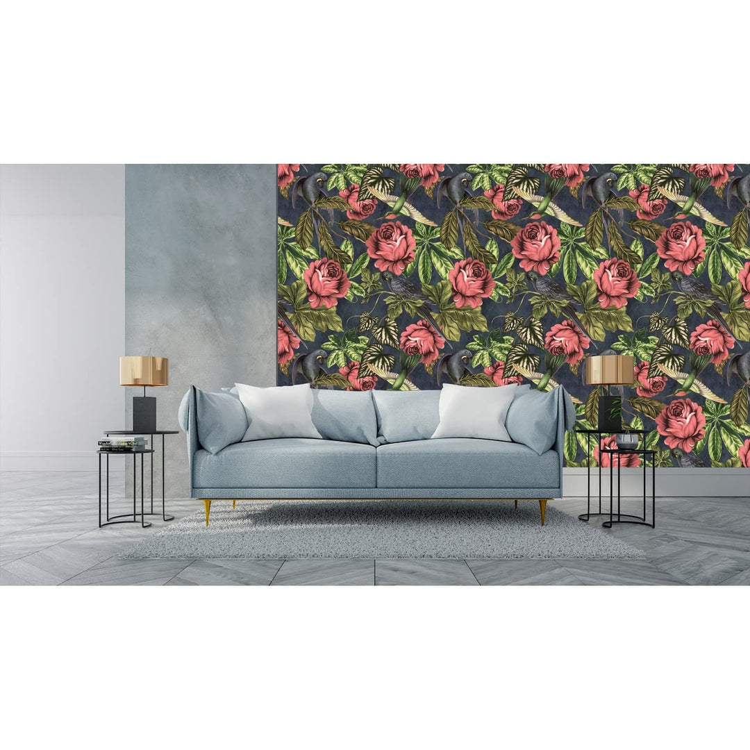 Vintage Floral Pattern Removable Wallpaper 10'ft H X 24''inch W Green Red Modern - Diamond Home USA