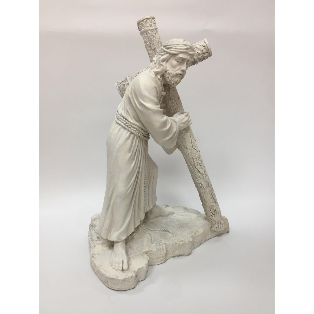 Jesus Crucifixion Statue White Religious Polyresin