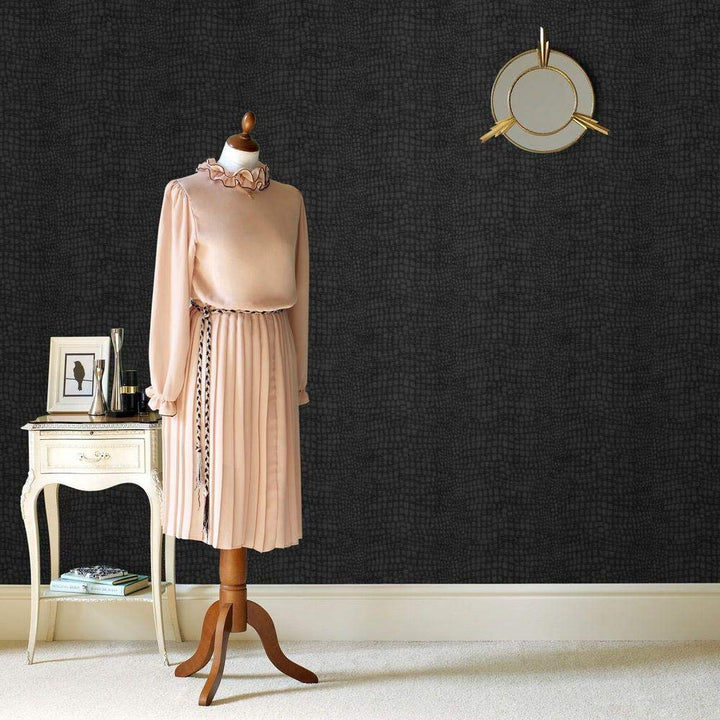 Graham & Brown 32-659 Superfresco Easy Charcoal Black Wallpaper (paste the - Diamond Home USA