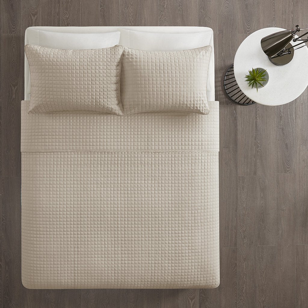 510 DESIGN Otto 3 Piece Coverlet Set Khaki King/Cal King 5DS13-0033 - Diamond Home USA