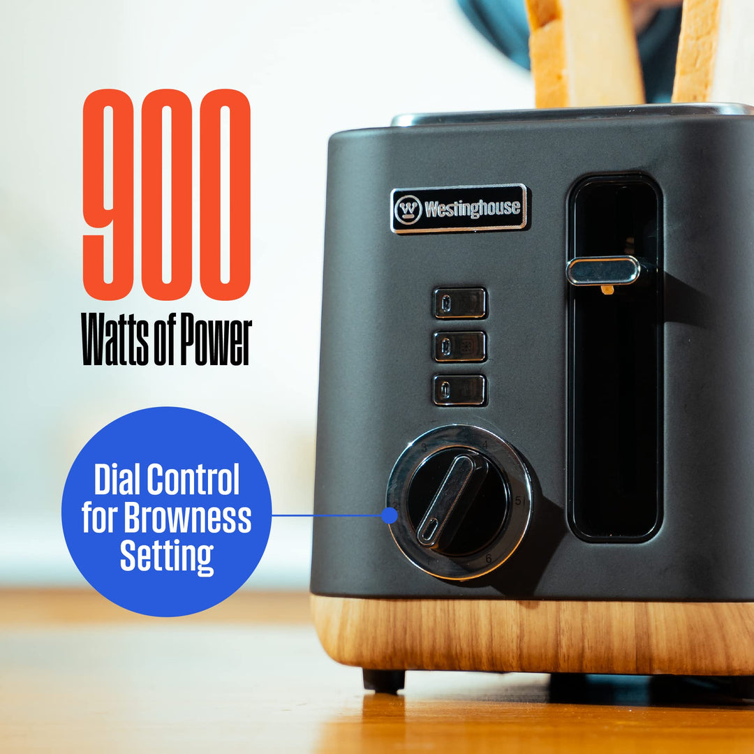 Westinghouse Scandinavian Design 2-Slice Toaster w/Wide Slots Removable Crumb - Diamond Home USA