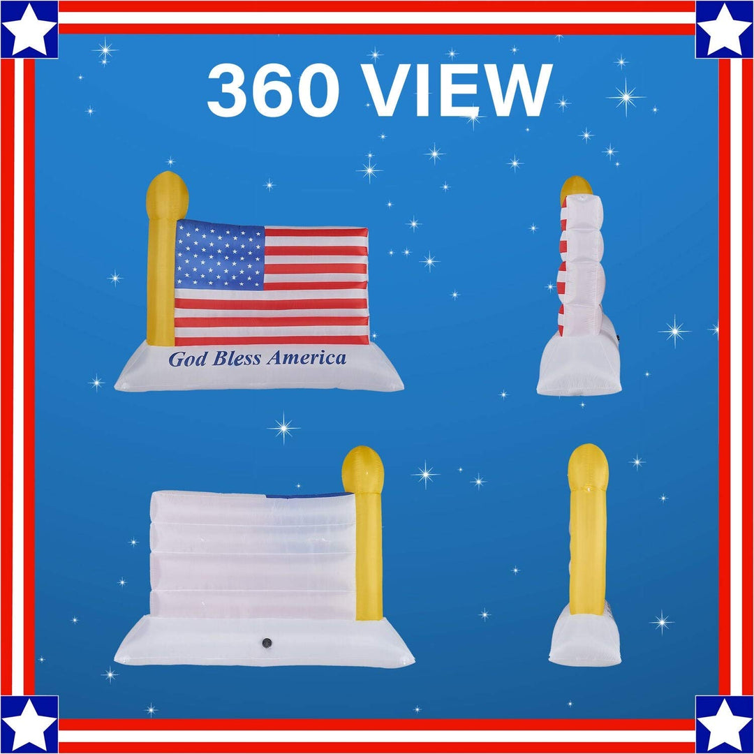 10-ft. Wide American Flag Blow Up Inflatable with Lights and Storage Bag Blue - Diamond Home USA