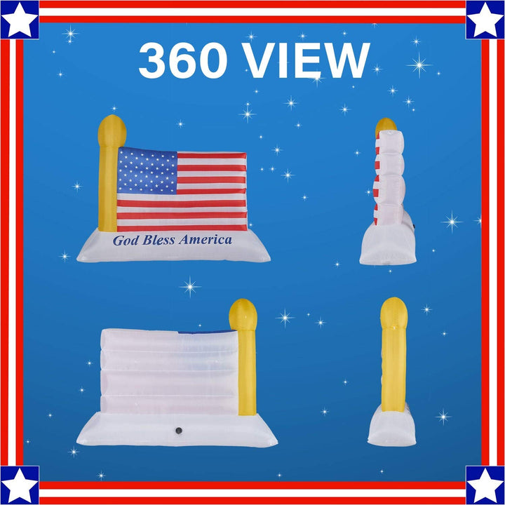 10-ft. Wide American Flag Blow Up Inflatable with Lights and Storage Bag Blue - Diamond Home USA
