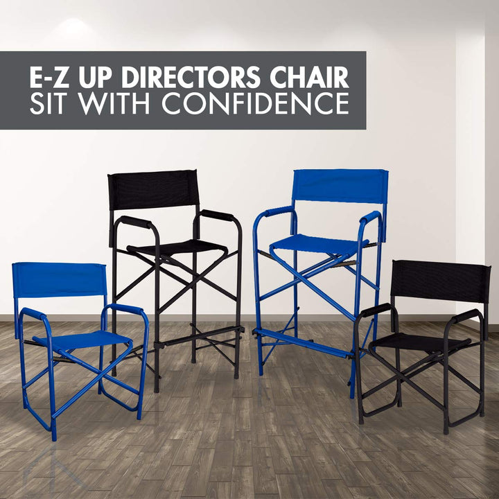 E-Z UP Standard Height Directors Chair Seat 17.5” High Padded Armrests and - Diamond Home USA