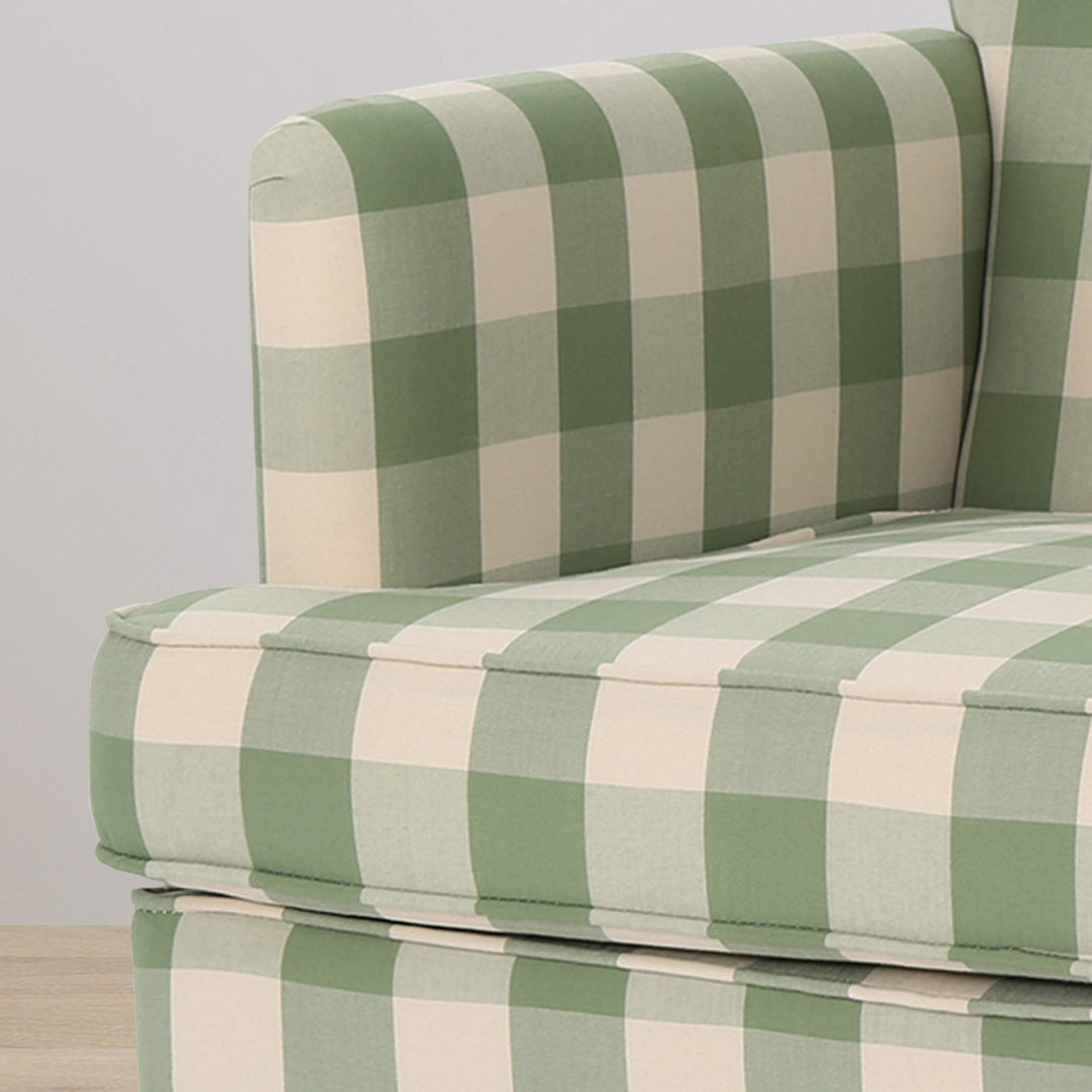 GDFStudio Tufted Fabric Club Chair Green Checkerboard - Diamond Home USA