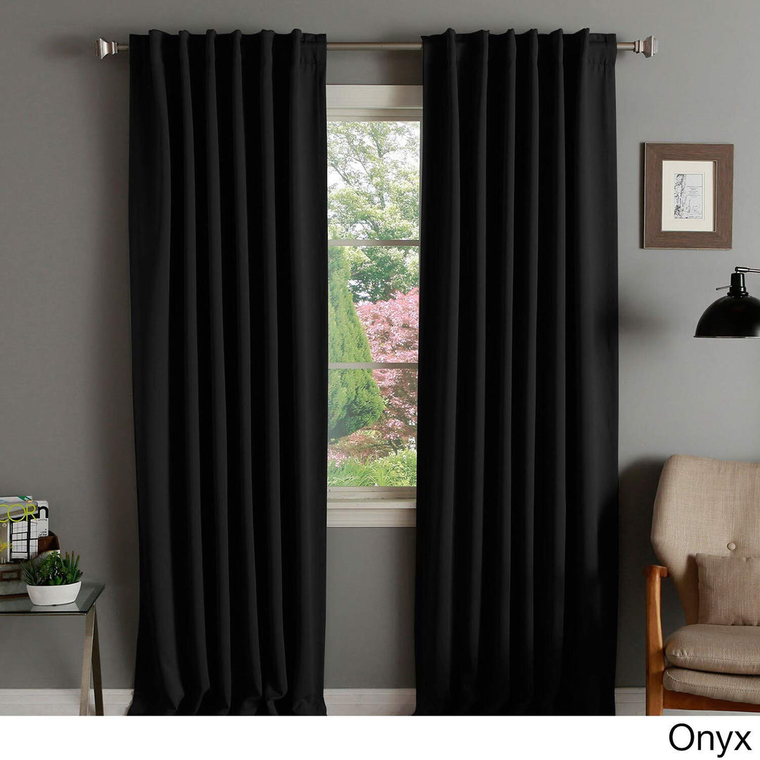 84inch 2 Piece Black Blackout Window Curtain Panel Pair Room Darkening Drape