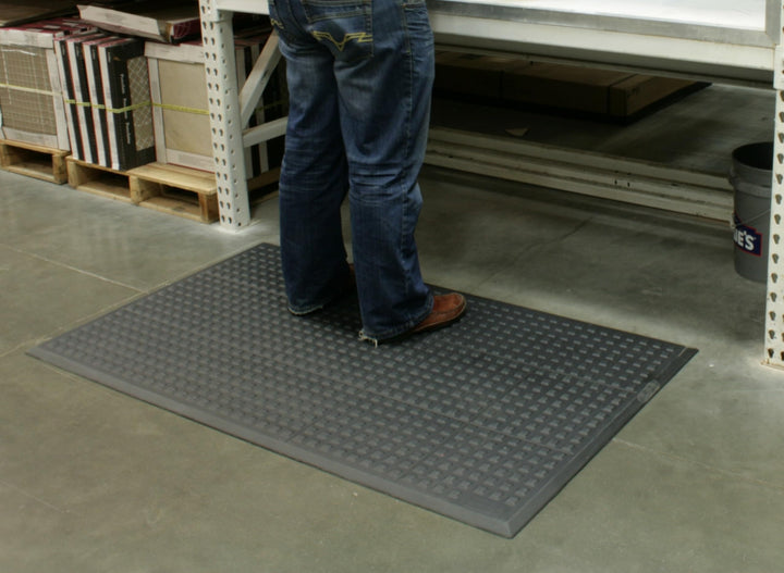 Wearwell Rejuvenator Squared Workstation Anti-Fatigue-Mat - Black. 2' W x 3' L x - Diamond Home USA