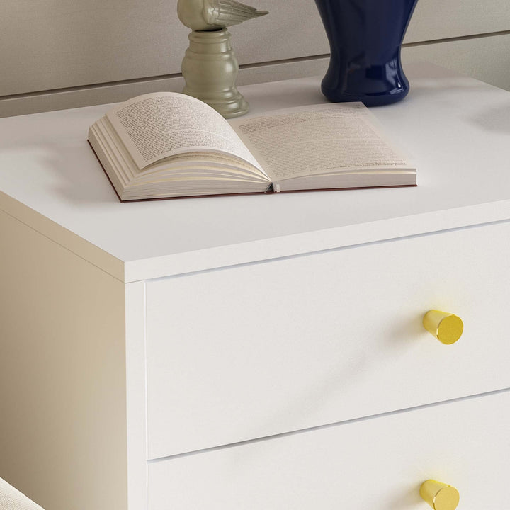 Light Luxury Style Nightstand19.6 wgolden Metal Steel Three Drawers old White - Diamond Home USA
