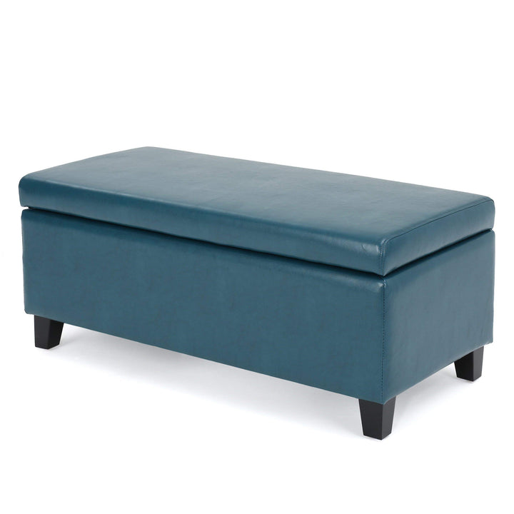 Christopher Knight Home Breanna Leather Storage Ottoman Teal