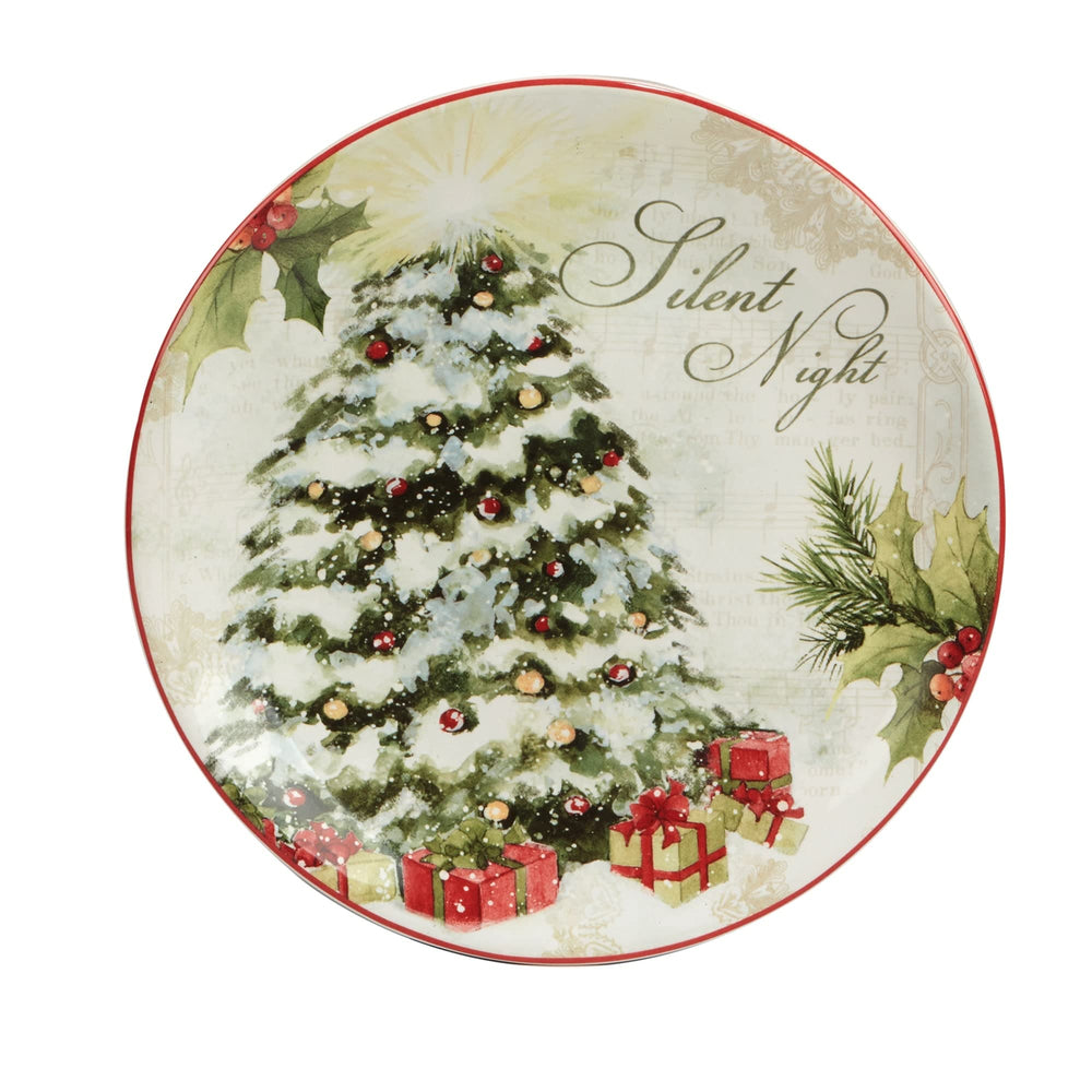 Silent Night 9" Salad/dessert Plates Set Of 4 Multi Color Red White Floral - Diamond Home USA