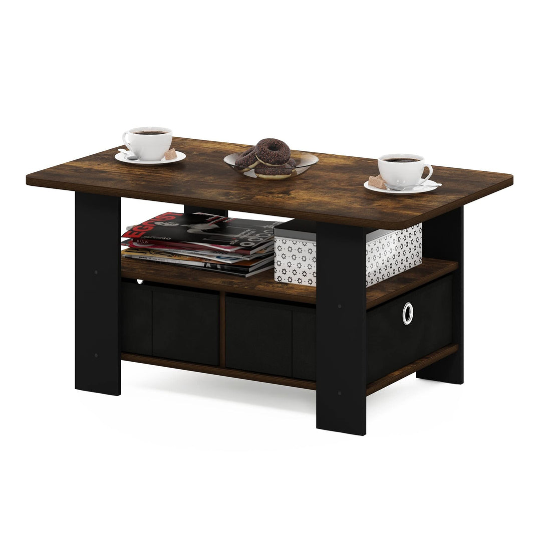 Coffee Table with Bin Drawer Brown Modern Contemporary Rectangular Wood Includes - Diamond Home USA
