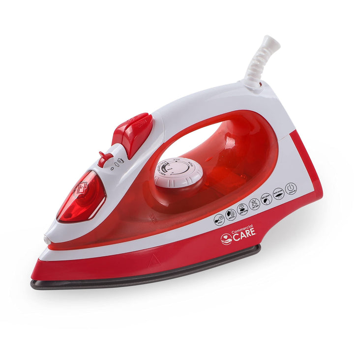 Steam Iron Watts Steamer for Clothes Self-Cleaning Portable Red