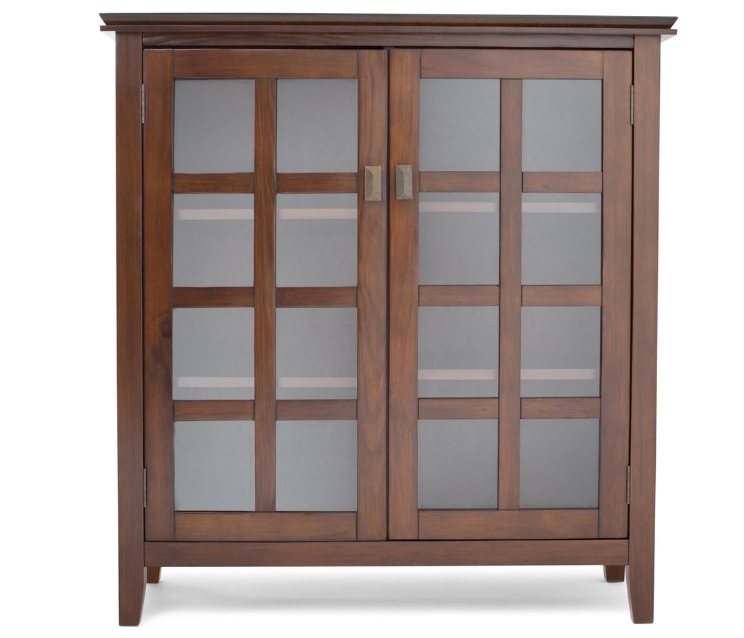 SIMPLIHOME Artsan SOLID WOOD 38 Inch Wde Transtonal Medum Storage Cabnet Russet Brown - Diamond Home USA