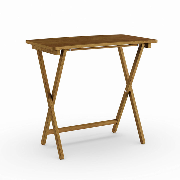 Goosefoot Red Oak Folding Tv Tray Table Brown Casual Traditional Rectangle - Diamond Home USA