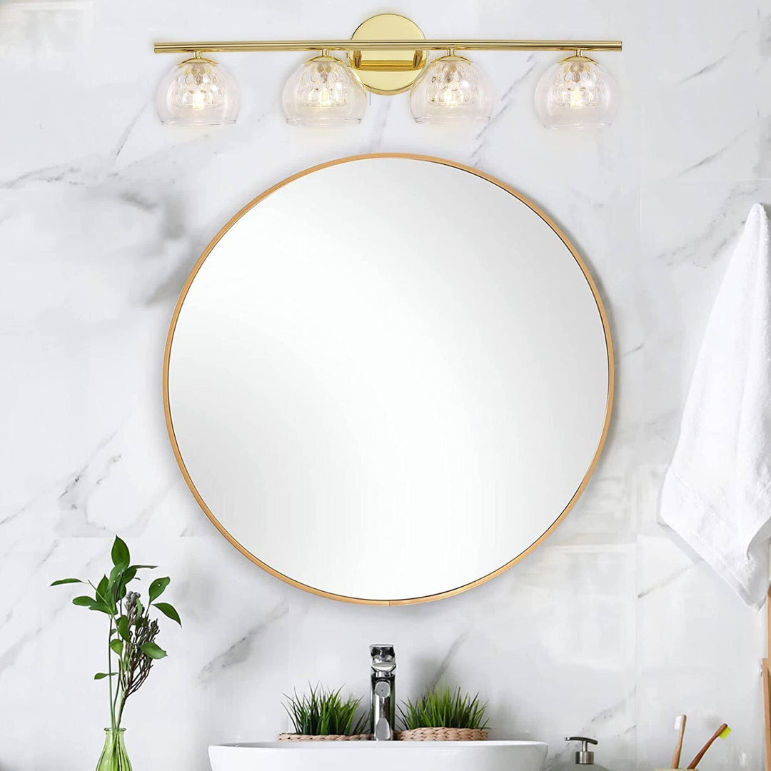 4 Light Gold Vanity Glass Shade for Bathroom Modern Contemporary Metal
