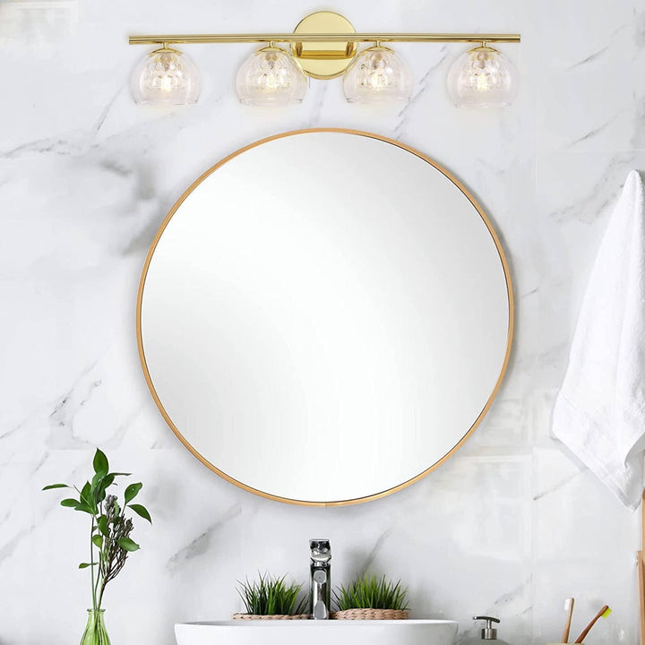 4 Light Gold Vanity Glass Shade for Bathroom Modern Contemporary Metal
