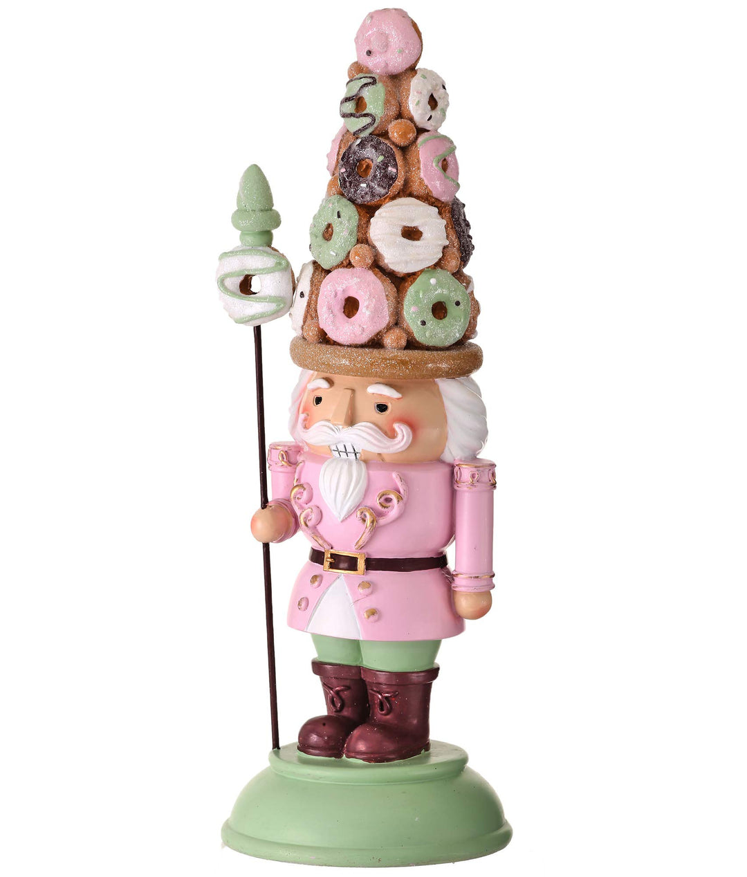 Contemporary Home Living 13" Resin oughnut Hat Nutcracker with Staff Tabletop