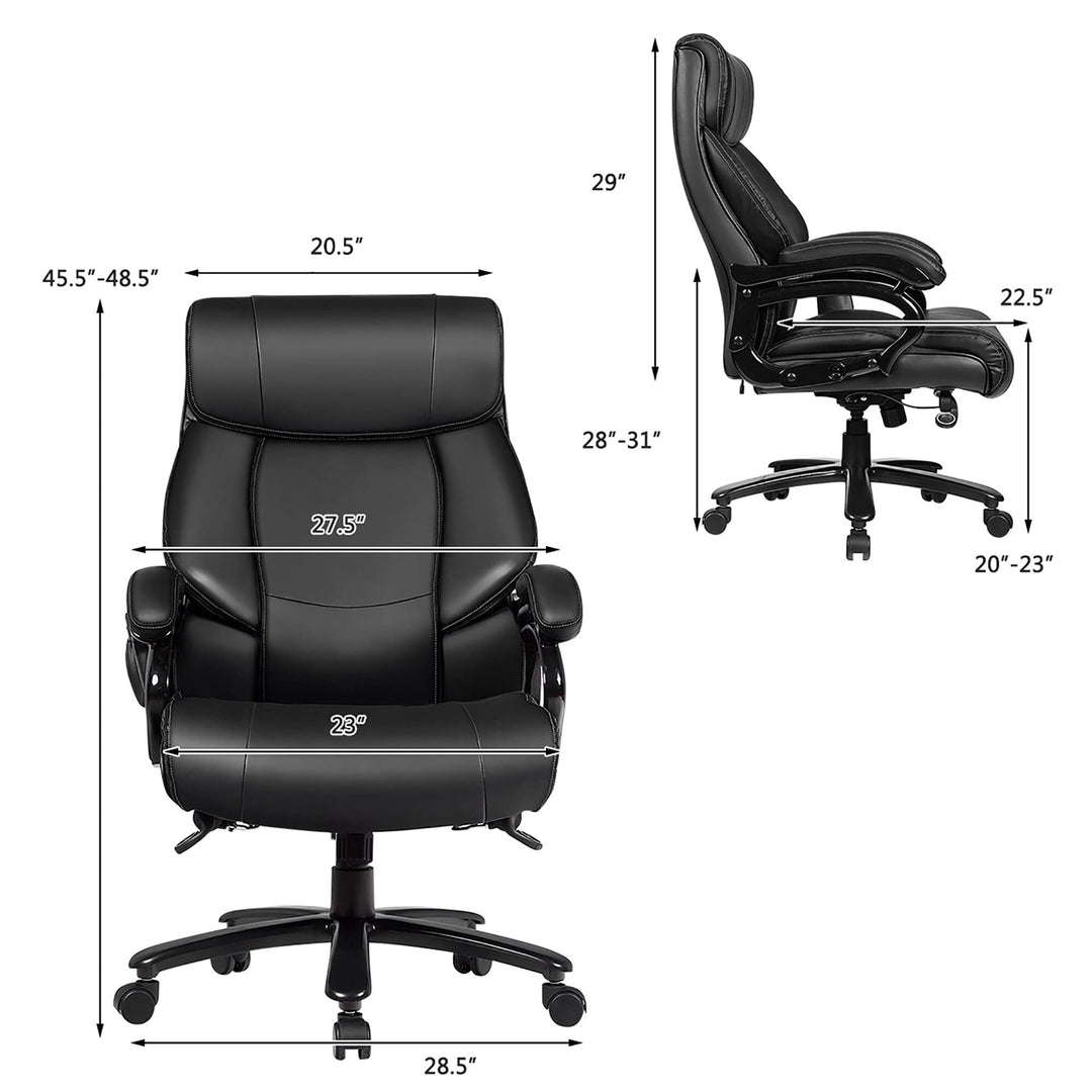 Ergonomic Office Chair Rolling Executive Massage with Pu Leather Black Modern - Diamond Home USA