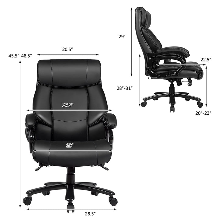 Ergonomic Office Chair Rolling Executive Massage with Pu Leather Black Modern - Diamond Home USA