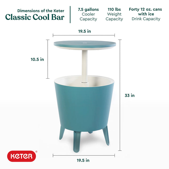 Keter Modern Cool Bar Outdoor Patio Furniture and Hot Tub Side Table