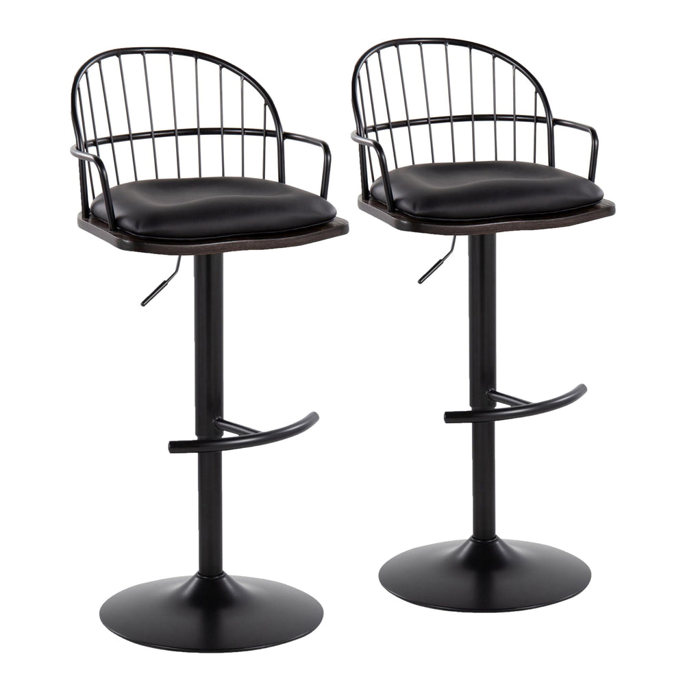 Adjustable Bar Stool with Arms and Removable Seat Cushion (Set of 2) Black - Diamond Home USA