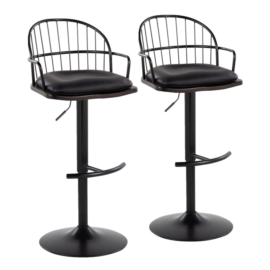 Adjustable Bar Stool with Arms and Removable Seat Cushion (Set of 2) Black - Diamond Home USA