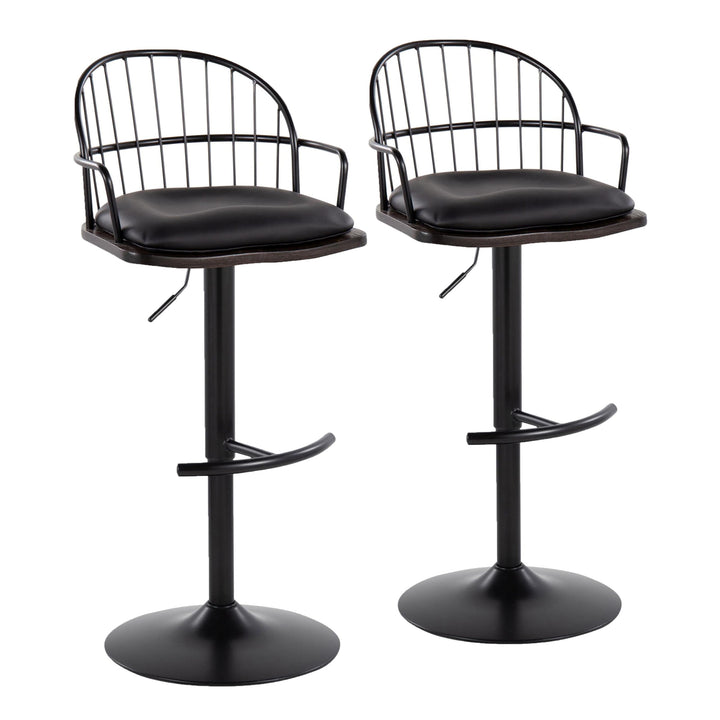Adjustable Bar Stool with Arms and Removable Seat Cushion (Set of 2) Black - Diamond Home USA
