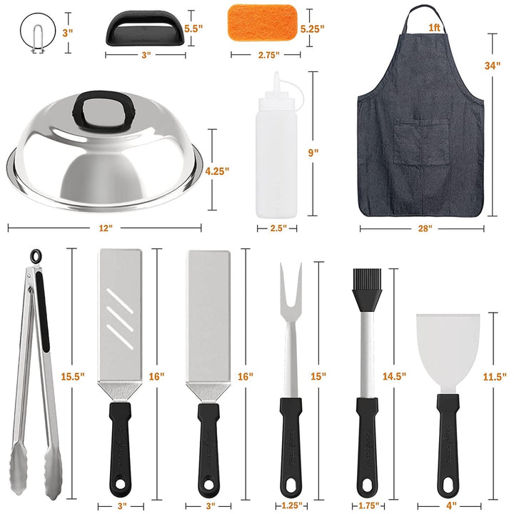 30-Piece Griddle Cleaning and Grilling Accessories Kit Black Metal - Diamond Home USA